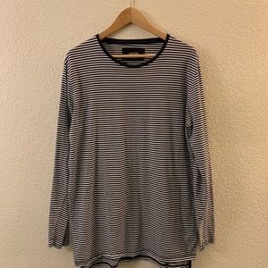 Zanerobe Striped Ling Sleeve Shirt Navy Large